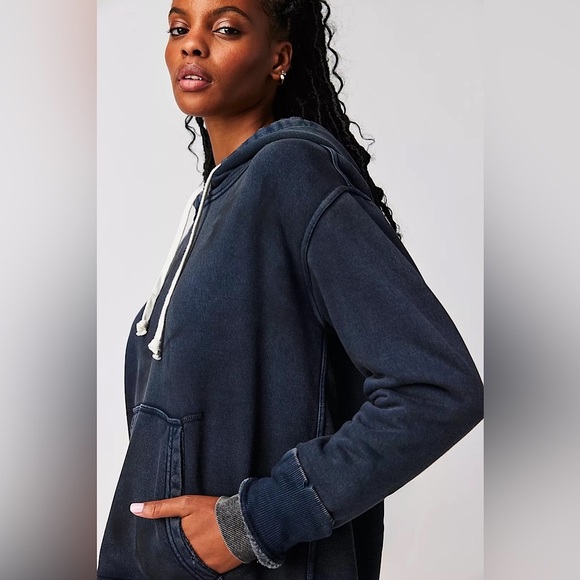 NEW Free People We The Free Zuma Hooded Sweatshirt In Black - Picture 4 of 13